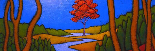 GC Myers "Passing Through Blue" original 24x24 acrylic painting on canvas 🔴SOLD