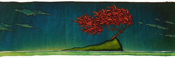 GC Myers "Wind Tossed" 5.5x19.5 acrylic/paper 🔴SOLD
