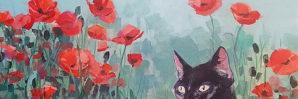 Kathe Umlauf "Beware the Poppy Jungle" original 16x20 acrylic painting on gallery wrapped canvas $850. SOLD