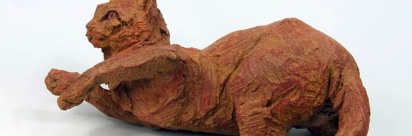 Kathe Umlauf "Playful Cat" original 11x7x5 terracotta sculpture $650. INQUIRE