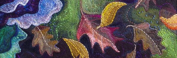 Wynn Yarrow "Falling" 14x18 felting and embroidery $850. INQUIRE