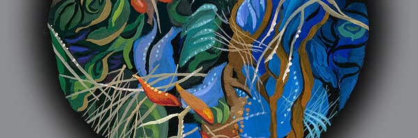 Wynn Yarrow "Fluid Motion II" 3" diameter acrylic gouache $400. INQUIRE