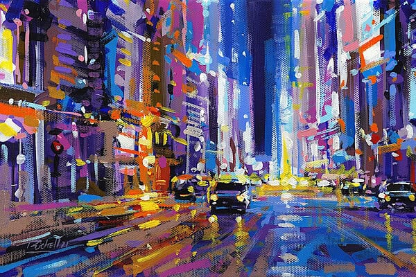 Richell Castellón "NYC 46" original 8x16 acrylic painting on gallery wrapped canvas $350.