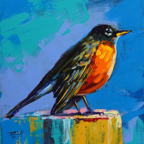 Richell Castellón "Bird 66" original 6x6 acrylic painting on cradled panel $150.