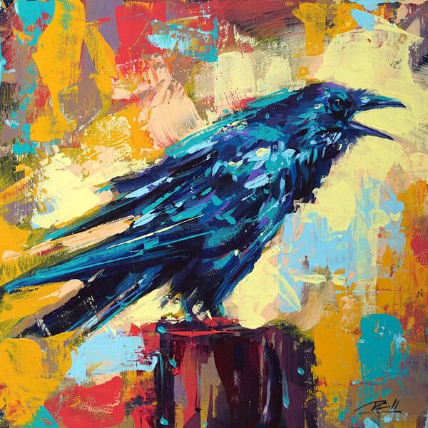 Richell Castellón "Bird 70" original 6x6 acrylic painting on cradled panel $150. 🔴SOLD