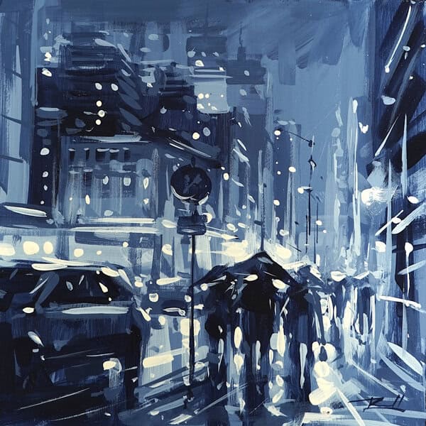 Richell Castellón "NYC XS 150-A" original 6x6 acrylic painting on cradled panel $150.