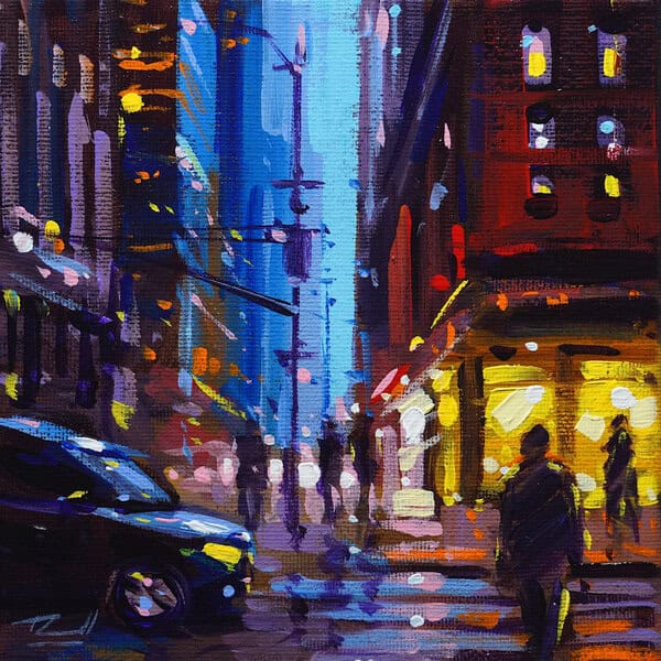 Richell Castellón "NYC XS 85" original 6x6 acrylic painting on gallery wrapped canvas $150.