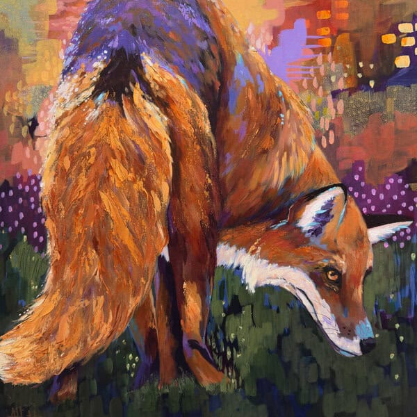 Amy Hutto "Curiosity" original 20x20 acrylic painting with genuine gold leaf accents on cradled panel $865.