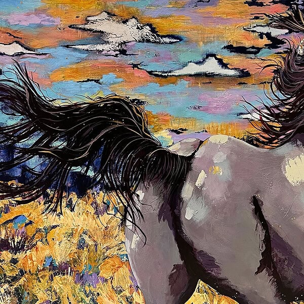 Amy Hutto "Free Spirit" 30x40 acrylic/gold leaf $1,795. gallery wrap
