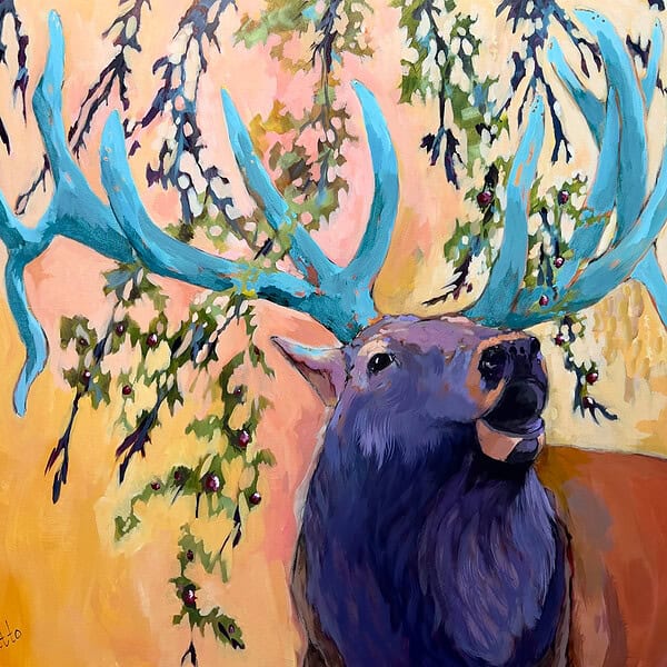 Amy Hutto "Morning Stroll II" original 20x24 acrylic painting on cradled panel with genuine gold leaf accents $995.