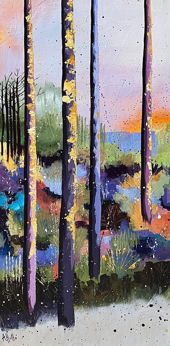 Amy Hutto "Peace" 30x15 acrylic/gold leaf $695. gallery wrap