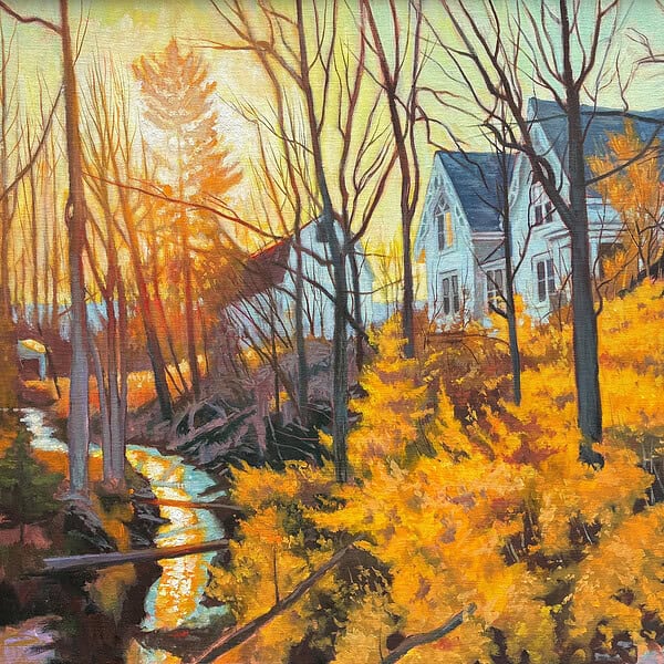 Brian S. Keeler "April Evening Light - Hector, NY" (Seneca Lake) original 30x36 oil painting $4,400.