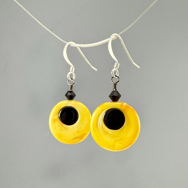 Laura Simone "LS-KD10 Earrings" handmade flameworked glass bead earrings with etched glass beads, sterling silver and nickel free components $35. pair
