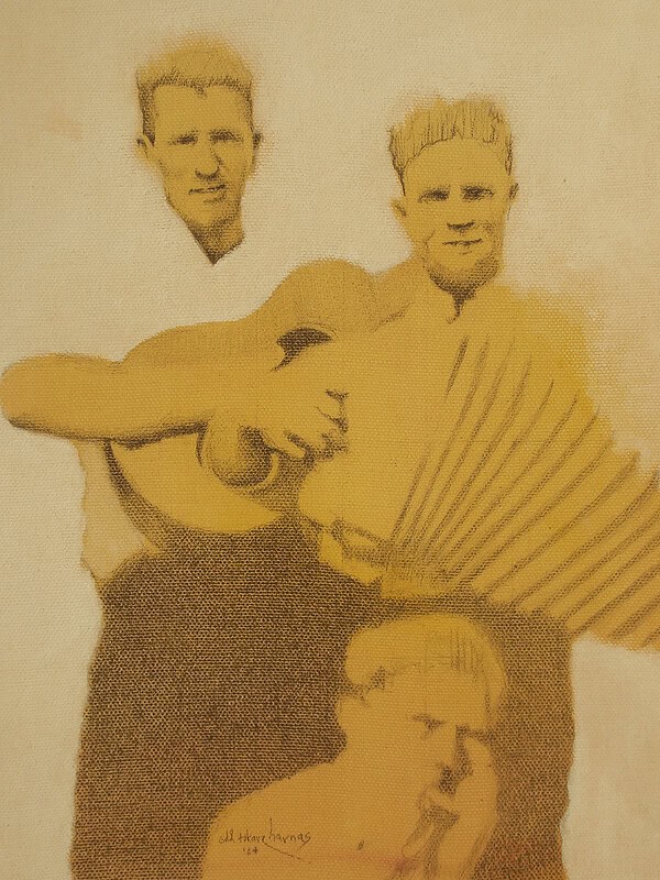 Edd Tokarz Harnas "One Man Band" 10x8 mixed media $170.