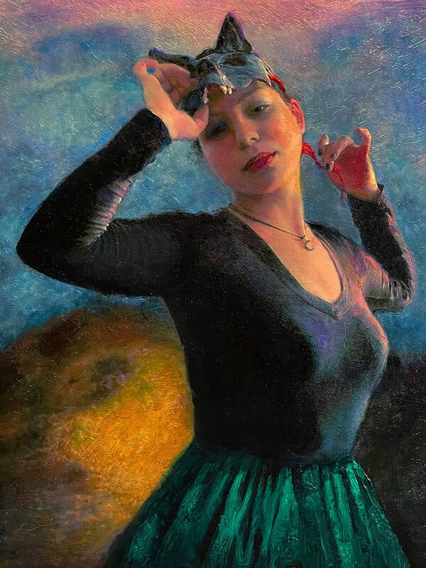 Joseph A. Miller "Mask" 16.5x13 acrylic and oil on paper on panel $1,400.