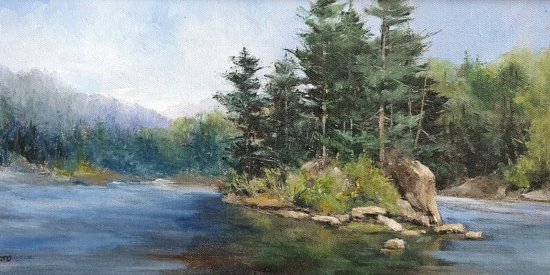 Judy Soprano "Lake George" original 8x16 oil $650.