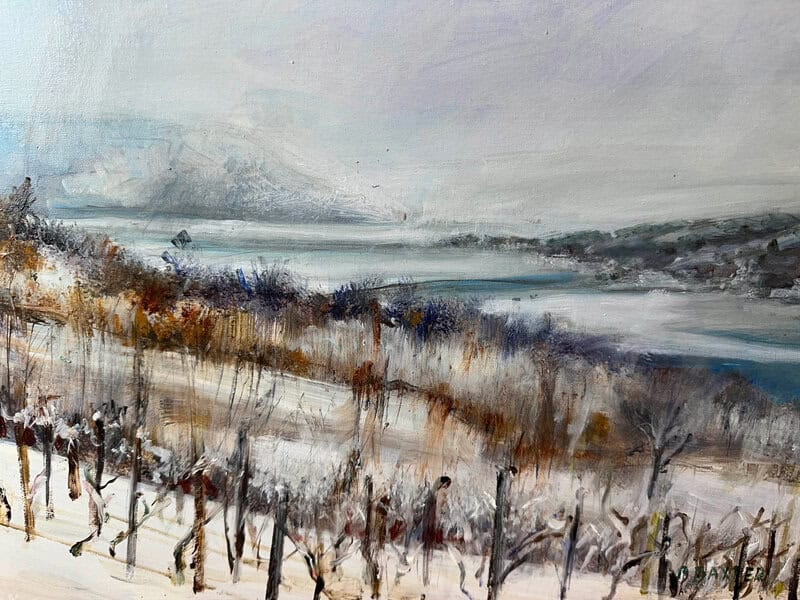 Bruce Baxter "Frozen Keuka" original 12x16 oil painting on panel $800.