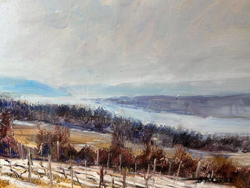 Bruce Baxter "Misty Keuka" original 12x16 oil painting on panel $800.