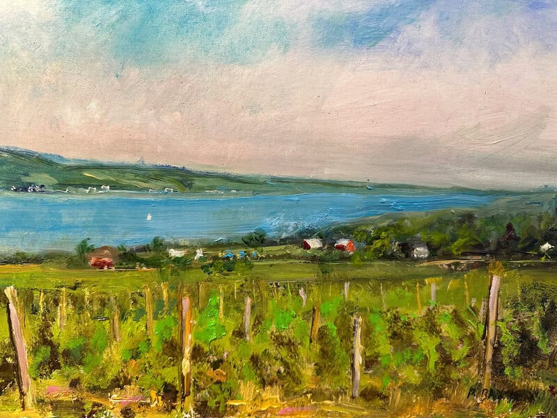 Bruce Baxter "Seneca Vineyard" original 12x16 oil painting on panel $800.