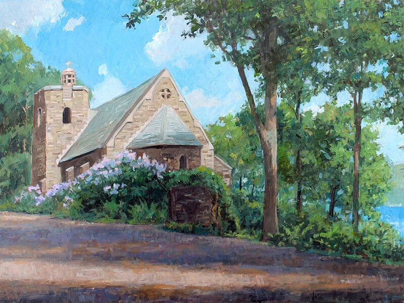 Brian Hart "Lake View - Garrett Chapel" 11x18 acrylic $1,100. 🔴SOLD