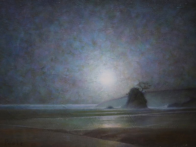 Martin A. Poole "Asian Moon" original 15x24 oil painting $2,750.* 🔴SOLD