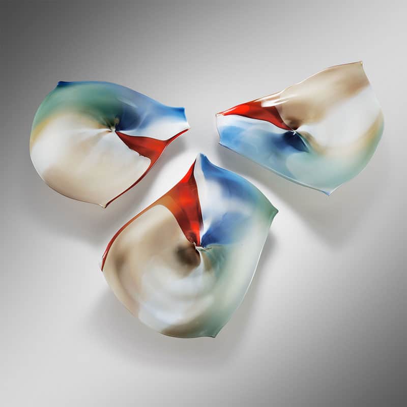 Paul Willsea and Carol O’Brien "Red/White/Blue Tabletop or Wall Installation" blown glass (display on a table or use rotatable wall mounts) Inquire for availability