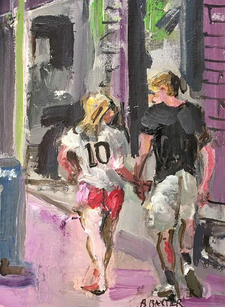 Bruce Baxter "Cute Couple" 7x5 oil $200. SOLD