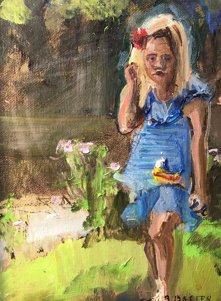 Bruce Baxter "Phoebe" 7x5 oil $200.