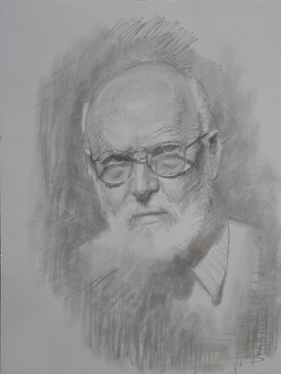 Thomas S. Buechner Self Portrait 20x16 charcoal $2,250.