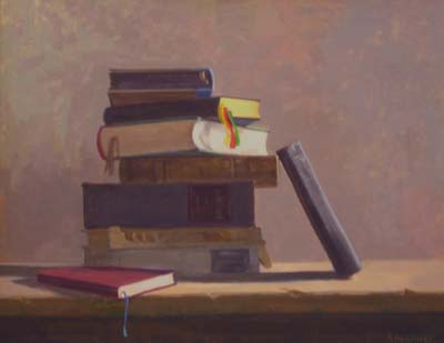 Thomas Buechner "Books" 16x20 oil $3,390.