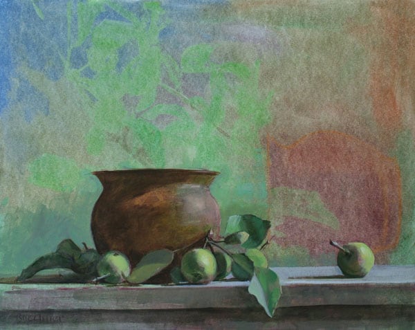 Thomas S. Buechner "Bronze Bowl and Apples" 16x20 oil $3,320.