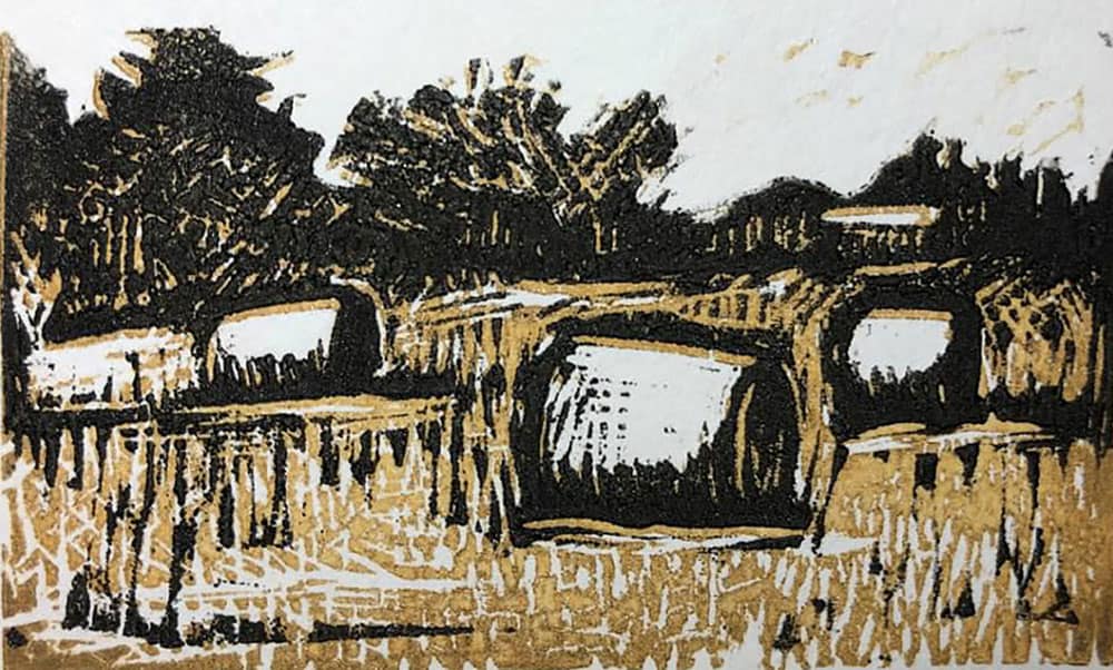 Cynthia Cratsley Various Snowy Bales Linocuts 2x3 $30. each Inquire for availability