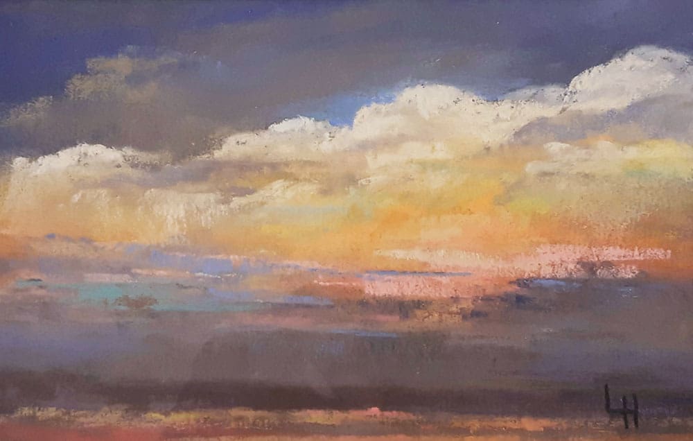 Linda Hansee "Dramatic Sky" 3x5 pastel $195.