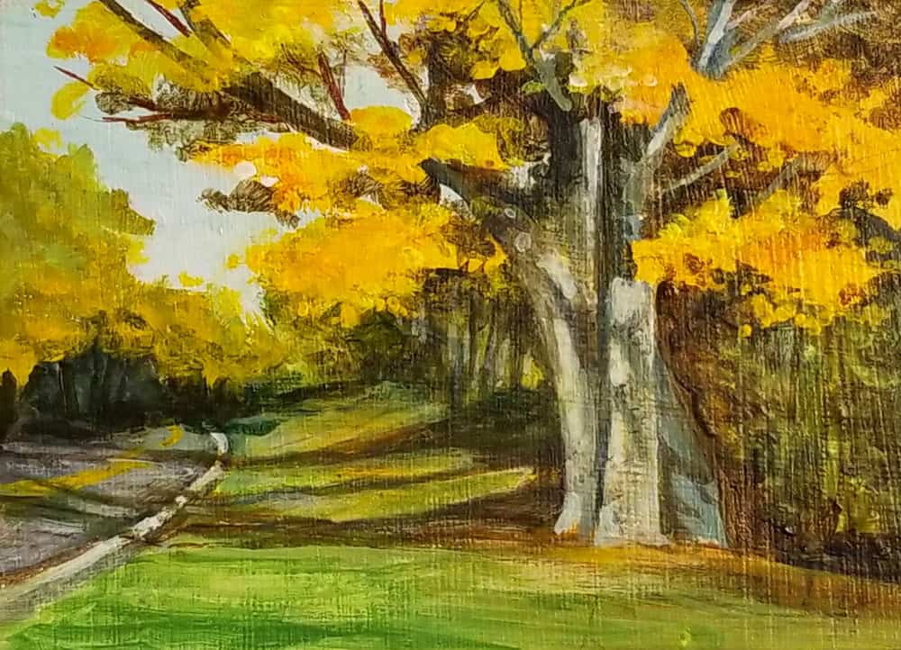 Linda Hansee "Hanging Out Together" 2.5x3.5 acrylic $150.