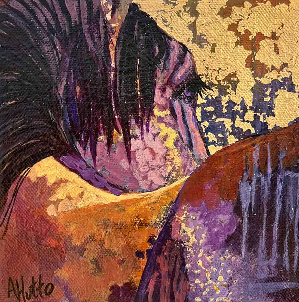 Amy Hutto "Day's End" 6x6 acrylic/gold leaf $195. gallery wrap