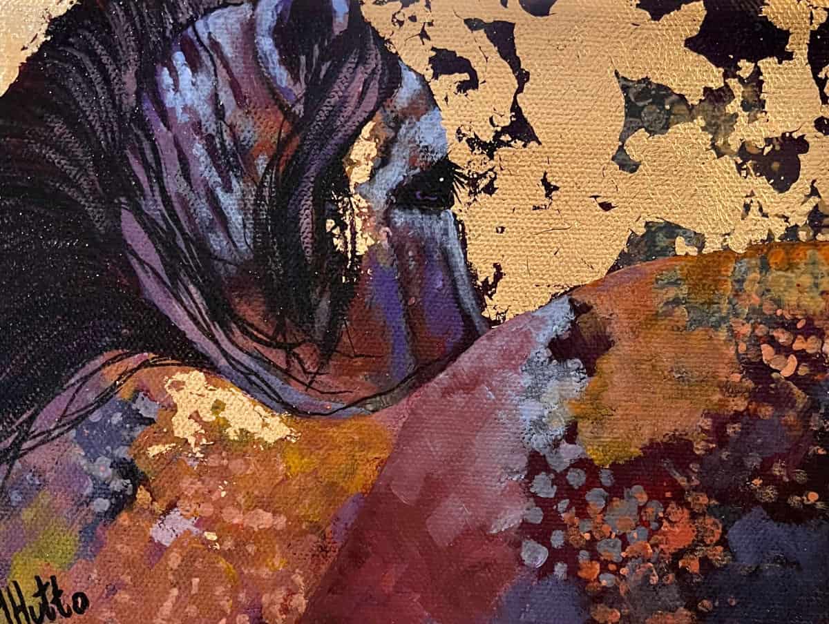 Amy Hutto "Golden Hour" (Horse) 6x8 acrylic/gold leaf $215. gallery wrap SOLD
