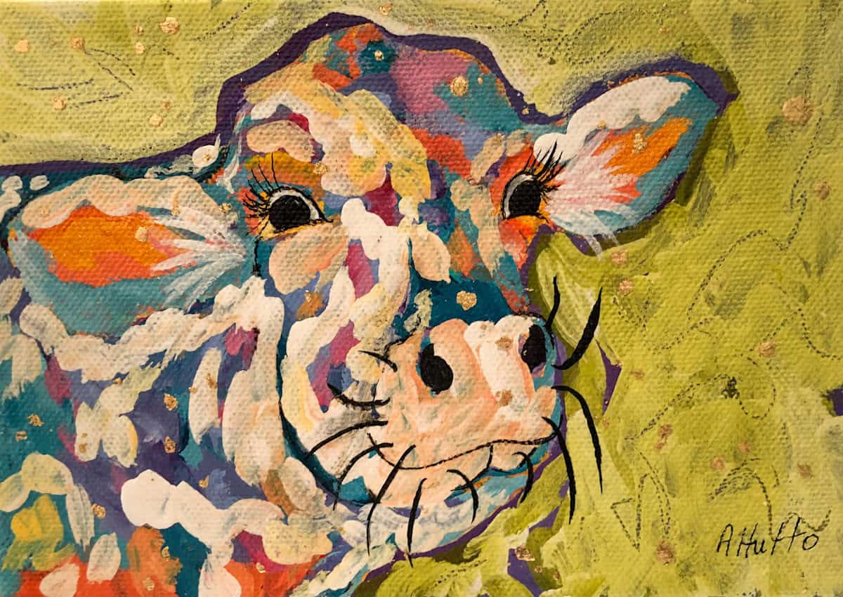 Amy Hutto "Painted Lady" 7x5 acrylic/gold leaf $195. gallery wrap