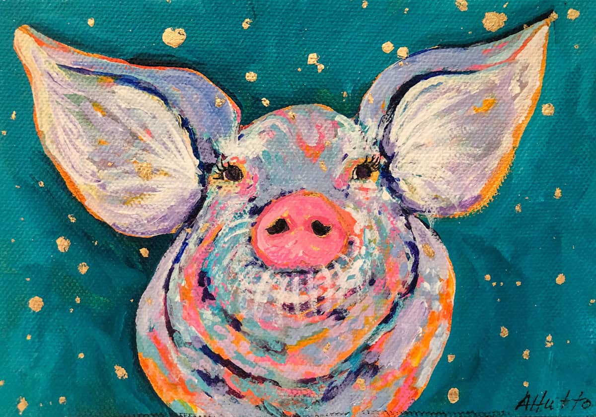 Amy Hutto "When You Wish Upon a Star" 5x7 acrylic/gold leaf $195. gallery wrap
