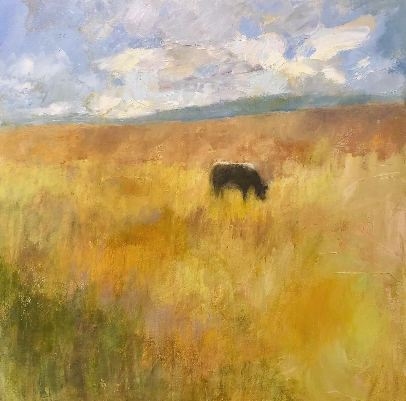 Ileen Kaplan "Cow on a Hillside" 24x24 oil $1,350.