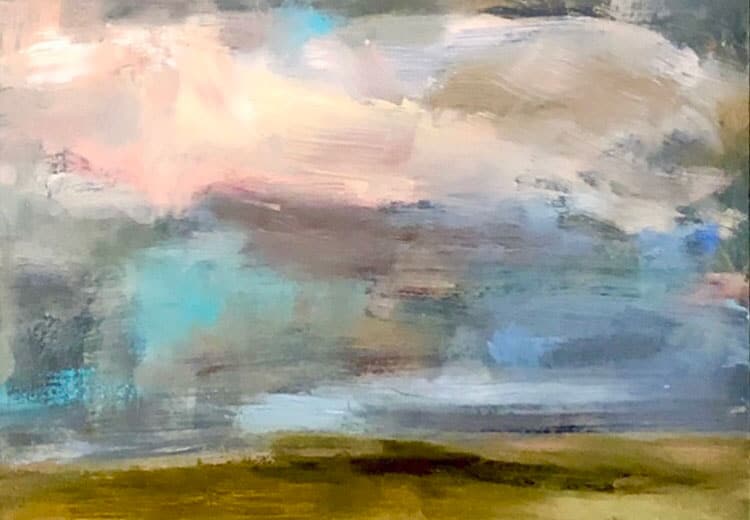 Ileen Kaplan "Sunset Over Fields" 6x8 oil $330. SOLD