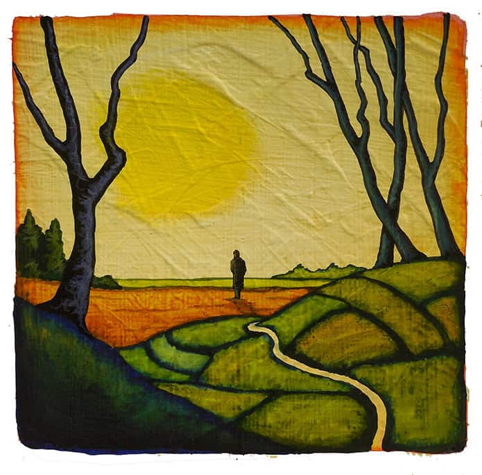 GC Myers "Approaching Eminence" 6x6 acrylic/paper $ Inquire