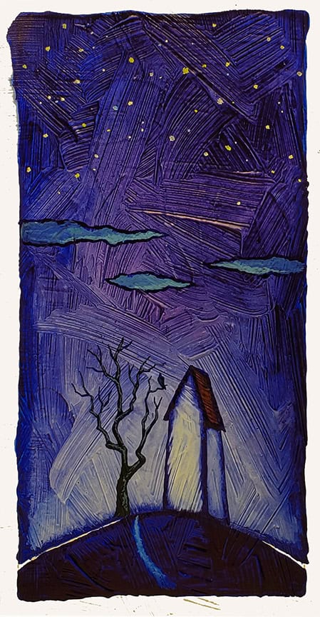 GC Myers "Blue Silent Night" 8x4 acrylic/paper $ Inquire SOLD