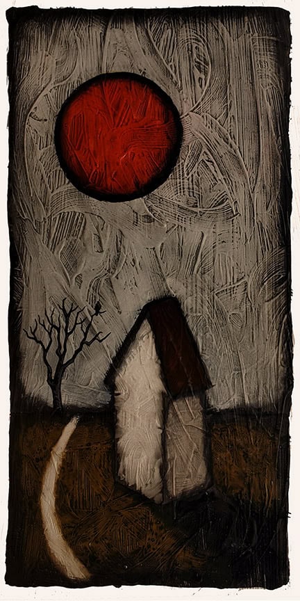 GC Myers "The Shadow of the Red Eye" 8x4 acrylic/paper SOLD