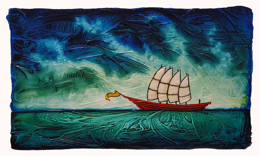 GC Myers "Steady as She Goes" 4.25x7 acrylic/paper $ Inquire