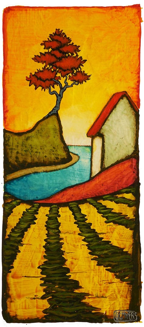 GC Myers "The Abiding" 7x3 acrylic/paper $ Inquire