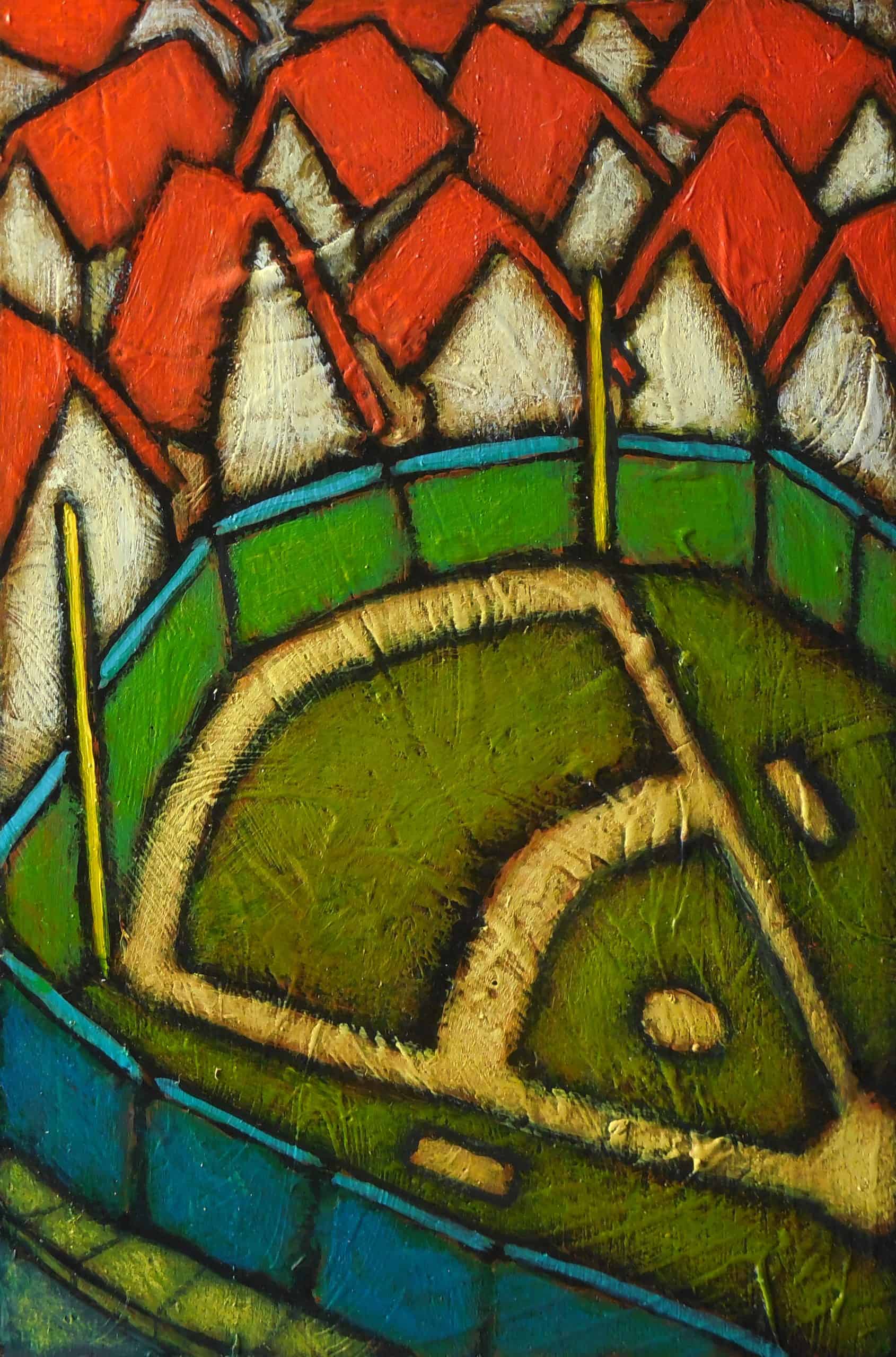GC Myers "The Playing Field" 6x4 acrylic/panel $ Inquire