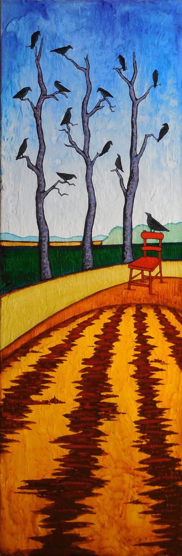 GC Myers "The Witness Stand" (The Impossibility of Crows) 24x8 acrylic/canvas $ Inquire