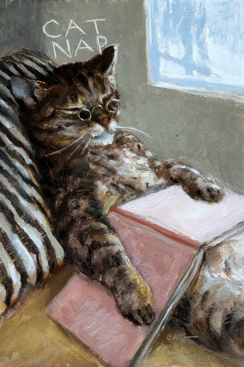 Wilson Ong "Cat Nap" 6x4 oil/board $230. SOLD