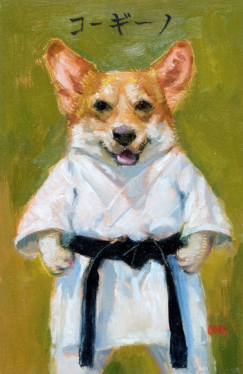 Wilson Ong "Corgi's GI" 6x4 oil/board $230. SOLD