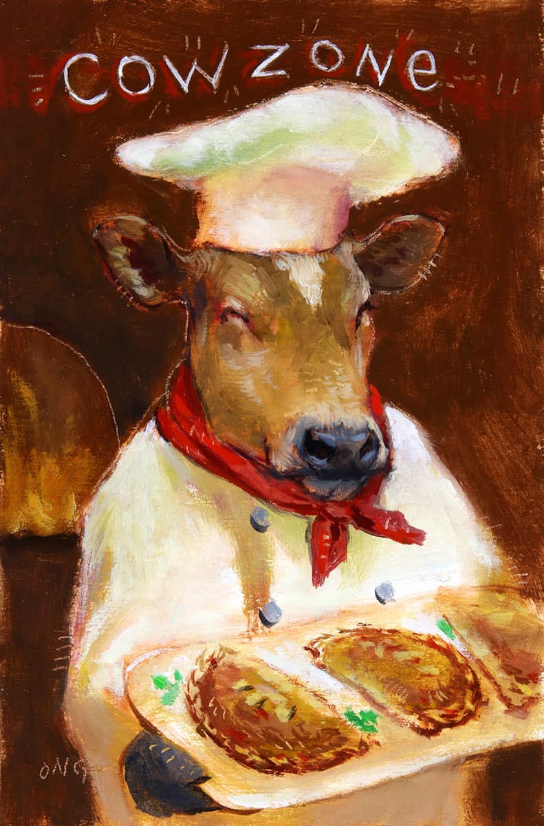 Wilson Ong "Cowzone" 6x4 oil/board $230.